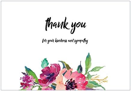 20 Flower funeral Celebration of life thank you cards with envelopes Sympathy Floral Thank you Cards