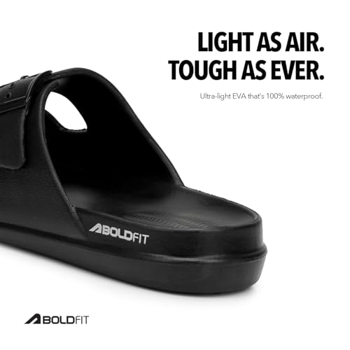 Image of Boldfit Sliders for Man, Eva Foam Men Sliders Slippers, One-Piece Comfort Men Slides with Shock-Absorbing, Soft Cushioning, Water-Resistant & Odor-Free for Beach, Travel, Everyday Wear Flip Flops