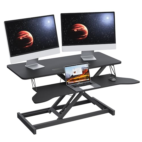Panana 37" Spring-Assist Standing Desk Converter with Dual-Monitor Keyboard Tray — view 5