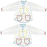 2 Piezas Delantal Pintura Infantil, Delantales de Niño 2-7 Años, Blusón Babero Arte Smock Impermeable, Bata de Niño para Pintar, Manualidades, Comer, Escolar