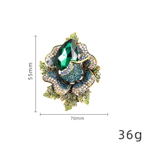 Image of Rhinestone Flower Brooch For Women Crystal Rose Flower Brooch Pin Big Size Rhinestone Crystal Flowers Broochs Stylish Rhinestone Rose Flowers Pin Elegant Clothing Hat Bag Accessories