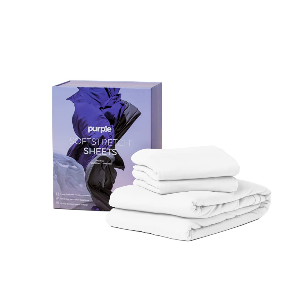 Purple SoftStretch Sheets, King/Cal King, Moisture-Wicking, True White, California King