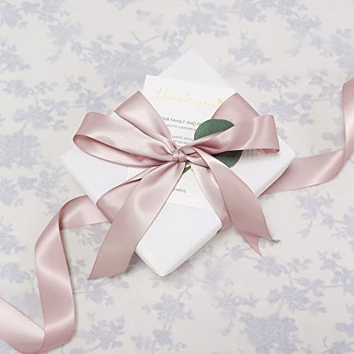 Huihuang Dusty Rose Ribbon 1.5 Inch Double Face Satin Ribbon Silk Like Ribbon 50 Yards Roll For Gift Wrapping Bows Making Floral Bouquet Wedding Invitations Decor Party Favor Craft Supplies #TOP4