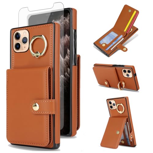Coque iPhone 11 Pro Asuwish Étui Portefeuille 5.8 Pouces avec Verre Trempé et Blocage RFID