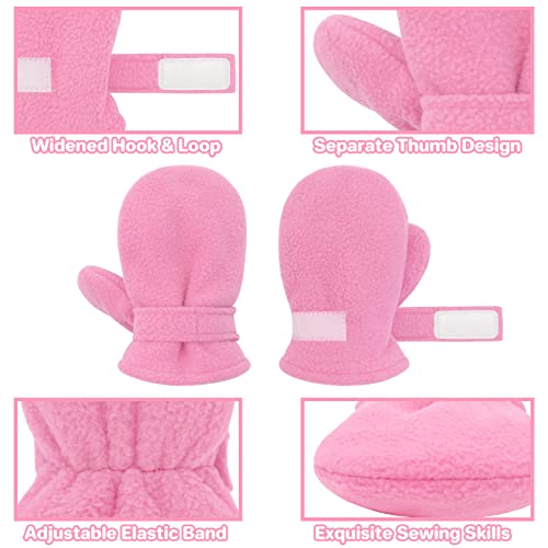 qikqik 2 Pairs Baby Mittens Winter Toddler Mittens Warm Fleece Infang Gloves for Boys Girls Toddler Winter Gloves for Kids3