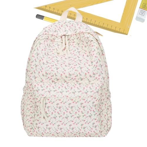 Mochila floral para campus universitario y tardes de estudio en la biblioteca