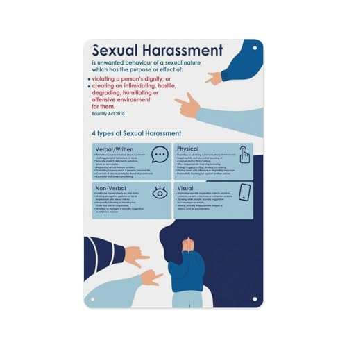 Aluminum Sign 12 X 8 Inch -Sexual Assault Awareness And Harassment Prevention PosterSuitable For Home, Living Room, Bedroom, Office, Dining Room And Decoration30*20cm
