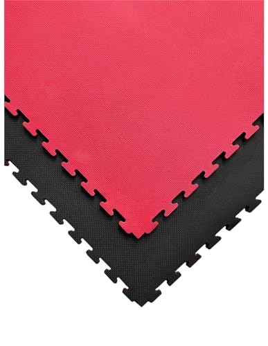 Jardin202 - Tatami Puzzle | Lote x10 loseta - Rojo/Negro | Esterilla Reversible Antideslizante | Artes Marciales, Judo | Espesor: 20mm -