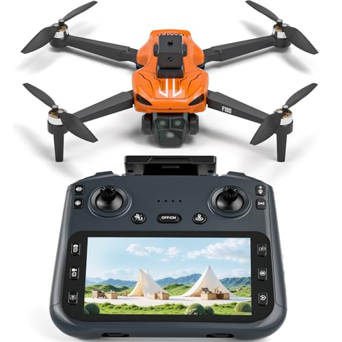 F180 Drones with 4K Camera Adults 4.5″ LCD RC Screen, Follow Me Professional Drone GPS Auto Return Home, 5GHz FPV Real-Time RC Quadcopter Dron for Beginner, SD Card, Long Flight Time Under 249g