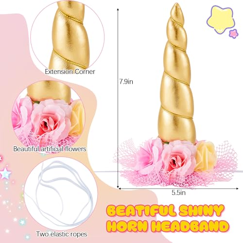 Image of Juexica 23 Pcs Unicorn Horse Costume Horn Hair Extensions Leg Wraps,Pink | Halloween Costume for Live Horses, 1 Unicorn Horn, 18 Clip-in Extensions, 4 Leg Wraps, Party Accessory for Equestrian Events