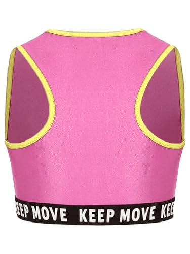 Girls Sports Bra Solid Color Racer Back Elastics Bottom Dance Crop Top Quick Dry Swimwear2