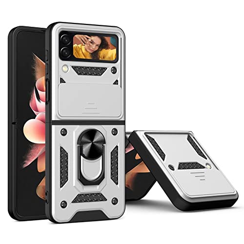 Coque Samsung Galaxy Z Flip 4 et 3 avec béquille magnétique antichoc argent