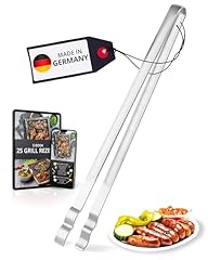 Thiru Premium Grillzange Edelstahl - für Bratwurst, Spaghetti, Salat oder Gebäck - sicherer Halt beim Wenden (36 cm - gerade)