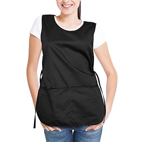 Dalix Cobbler Apron 2 Pockets Smock Regular 28.5" X 18.5" Black #TOP3