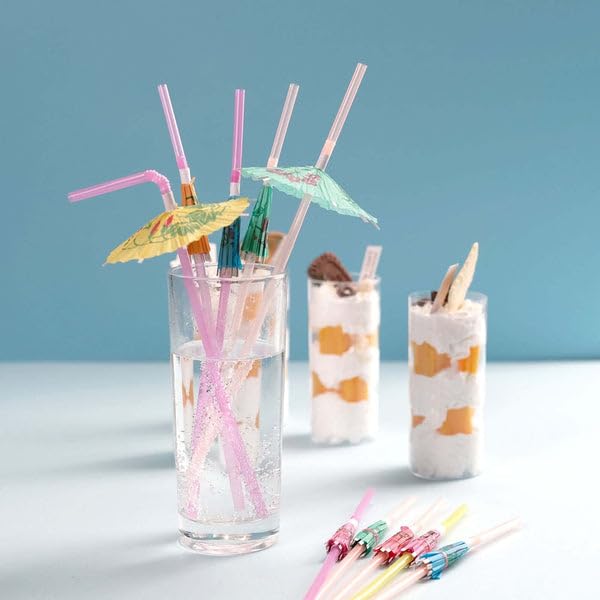 50 pitillos multicolor con sombrilla para fiesta miniatura 7