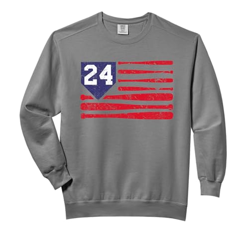 Vintage Baseball Fastpitch Softball 24 Jersey Number Comfort Colors Adult Sweatshirt