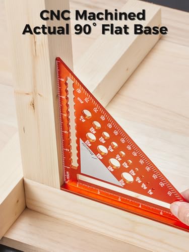 image for Mecurate 7-Inch Aluminum Alloy Rafter Square with 2-in-1 Carpentry Pen