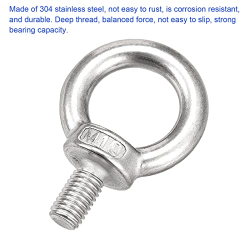 M METERXITY 2 Pcs Machinery Shoulder Lifting Eye Bolt, Chandelier Fence Stainless Steel Lifting Bolt Apply to Wire Rope (M10 - Image 4