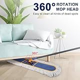 24" Commercial Dust Mop for Floor Cleaning,59" Long Handle Heavy Duty Floor Duster with 2 Cotton Reusable Mop Pads for Hardwood Floors,Marble,Tile,Concrete,Garage - Image 3