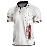 KUFORES Mens1776 USA Flag Golf Polo Shirts Short Sleeve Patriotic T-Shirt 4th July Independence Day Summer Fashion Casual Loose Tops Quick Dry Tees Athletic Muscle Shirts White M