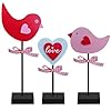 Valentines day wooden sign valentines day gifts home office table top decor heart centerpiece decorations for tiered trays shelf coffee bar mantle windowsill 3 pieces love bird  urban country home decor
