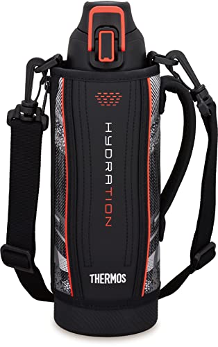 Thermos FHT-1002F BKV Vacuum Insulated Sports Bottle, 0.3 gal (1 L), Black Valencia, For Cold Retention