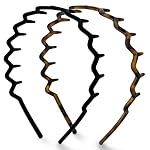 Kitsch Zig Zag Headbands for Women Non Slip – Fashion Accessories for Slicked Back Styles – Comfortable Comb Headband with Teeth | Ideal Gifts for Women – Tortoise & Black Headband – 2 pcs