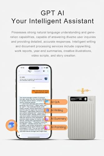 Image of TMY AI Voice Recorder Transcribe Summarize with AI Take Note for Meetings Calls Supports 70 Languages Translation Playback Digital App Control Ultra Slim Gray (TMY26)