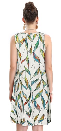 Image of elescat Women's Summer Dresses 2026 Beach Casual Sleeveless Floral Print Tank Loose Sundress with Pocket