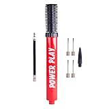 Power Play Dual Action Ball Pump. Hand Air Pump with 3 Extra Replacement Needles and Needle Storage. Compact and Durable for Sport Balls: Basketball, Football, Volleyball, Soccer and Inflatables.