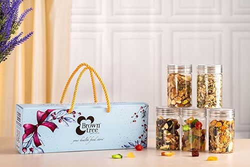 Image of Browntree Five Star 5P - 420g | Premium Mixed Fruit, Special Dry Fruit Mix, Omega Mix, Nut Berry Mix & Health Mix | Ready-to-Eat Nutri Snack Combo Pack | Festive Dry Fruit & Nut Combo | Corporate Gifting & Family Celebrations