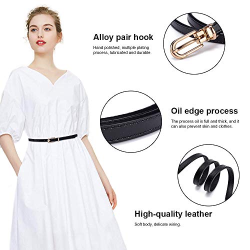 Leather Skinny Women Belt Thin Waist Belts Extra Thin PU Leather Waist Belt with Gold Buckle for Jeans Pants Dresses2