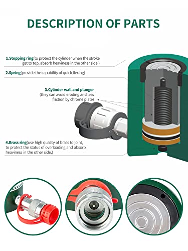 Image of 20T Hydraulic Cylinder Ram Single Acting 4 inch Inch Stroke 20T Hydraulic Cylinder Jack Lifting Jack Ram Portable Single Acting Lifting Cylinders with 4 Inch Stroke (20T 4 inch Stroke)
