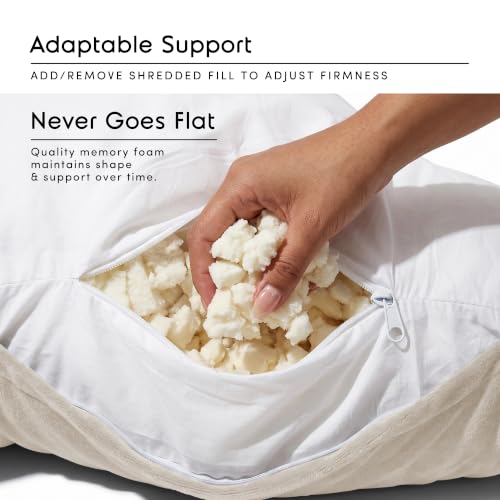Image of Nestl Reading Pillow with Shredded Memory Foam, Designed for Sitting Up in Bed and Couch, Back and Arms Adjustable Support for Adult & Teens Backrest Pillows for Reading, with Washable Cover Linen