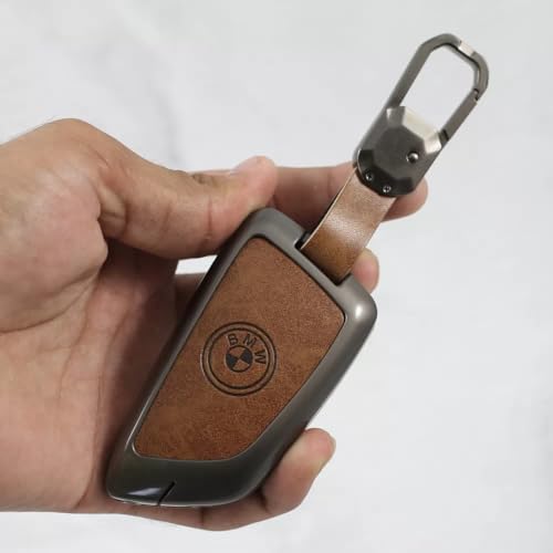 Image of Metal Alloy Leather Key case for BMW 4 Button Smart Key (TAN)