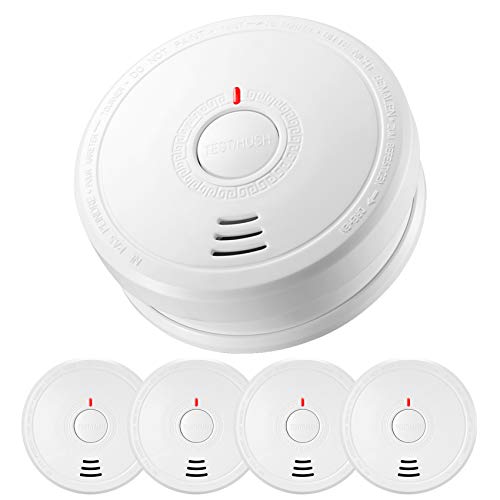 Rauchmelder Optischer Rauchmelder 10 Jahre Lebensdauer, Feuermelder mit 9v Batterien, Licht/Tonalarm, Erinnerung an niedrigen Batteriestand,