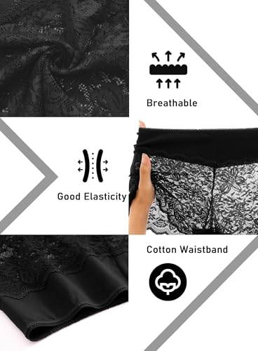 Womens Underwear Lace Boy Shorts Breathable Panties Stretch Cotton Waistband Underwear Women 5 Pack3