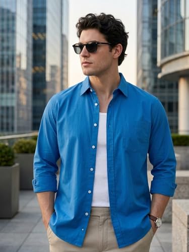 Image of Urbano Fashion Men's Cotton Full Sleeve Regular Fit Casual Solid Shirt