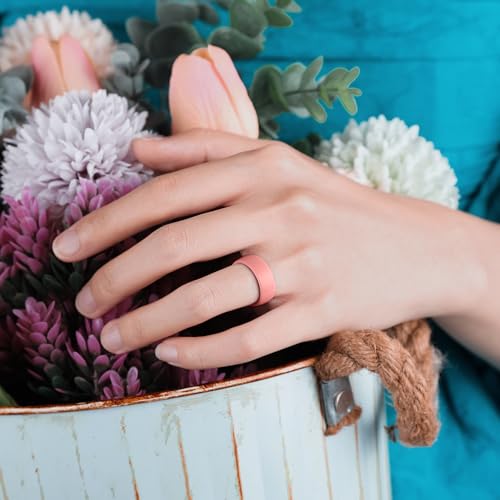 Image of Egnaro 4 /5 /8 Variety Multipack Ergonomic Breathable Bridal Rings Sets, 6mm Wide - 2mm Thick Rubber Wedding bands women, silicone Rings for her with Half Size