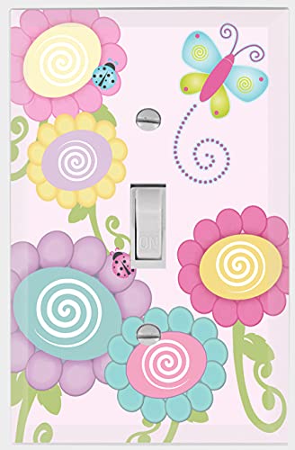 Create-A-Mural Girls Light Switch Cover Plate Kids Decorative Nursery Teen Toddler Room Decor Bedroom Bathroom Playroom (Cute Flower)