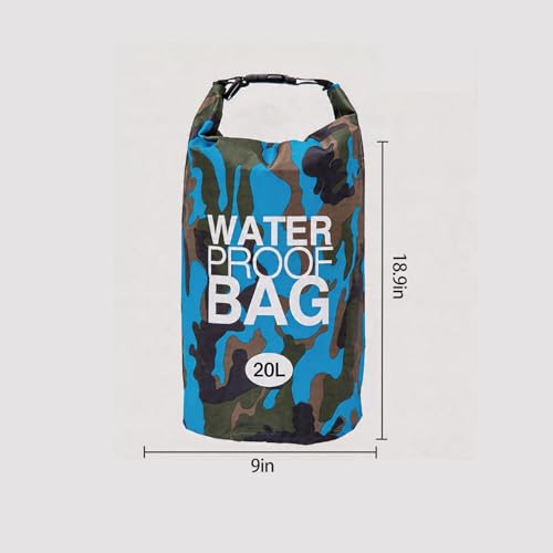 Bolsa seca camuflada de 20L, diseño Roll-Top, adecuada para kayak, rafting, natación y pesca - Camuflaje azul claro miniatura 2