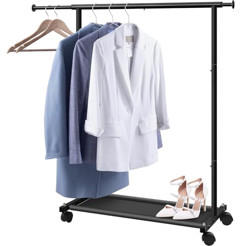 MISSLO Kleiner Kleiderständer zum Aufhängen von Kleidern, Kleiderstange Rollen Stabil für Kinder,Toddler, Baby, Kleine Mädchen, Erwachsene (Schwarz)