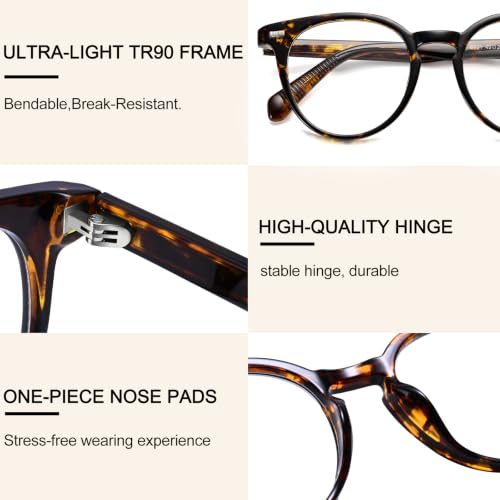Image of Dollger Women Round Blue Light Blocking Glasses Men Retro Computer Gaming Eyeglasses Anti-Eyestrain