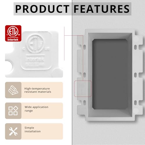 3-Gang BE3 Non-Metallic Electrical Power Outlet Box Extender(ETL Listed),Electric Boxes Extender for Outlets for Power Switch Receptacles Accessories,Fire Rated for 2 Hours,12-Pack