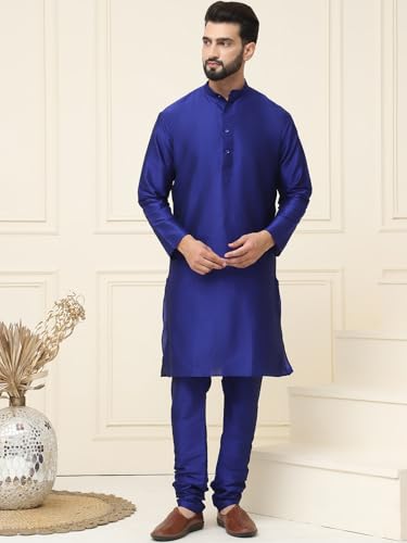 Image of SOJANYA Men's Dupion Silk Solid (Since 1958 Kurta Set & Churidaar Pyjama