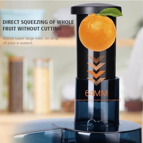 Slow Masticating Juicer with 65mm Wide Hopper for Whole Fruits & Vegetables, Efficient Juice Extractor, Easy Clean, BPA-Free, Ideal for Healthy Living