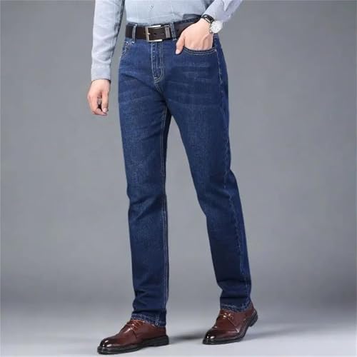 Men's Jeans Stretch Straight Denim Pants Loose Casual Long Trousers Classic Business Comfortable Fit4