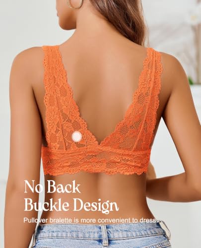 Image of Avidlove Bralettes for Women Lace Bra Non Padded Longline Bralette Deep V Triangle Sexy Everyday Lingerie Bras