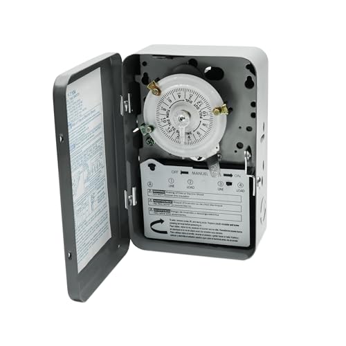 T104 Electromechanical Timer Switch,40A Load Capacity,1-12 Cycles Per Day - Manual Override,Versatile Scheduling