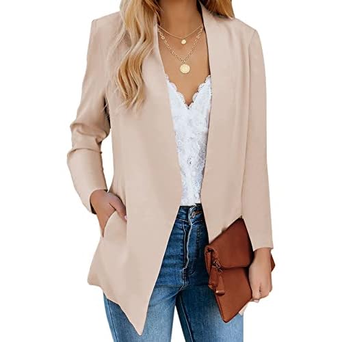 luvamia Women's Casual Long Sleeve Lapel Button Slim Work Office Blazer Jacket Large C Toasted Almond